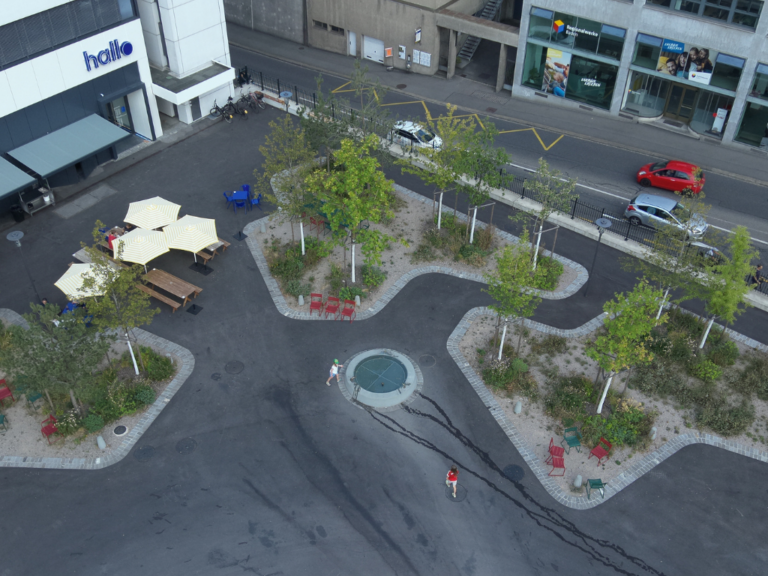 Brown-Boveri Brunnen aus der Drohnenperspektive