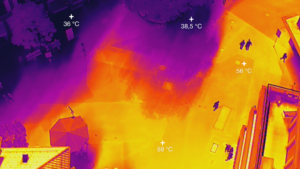 Das Bild zeigt die Oberflächentemperatur des Bodens.